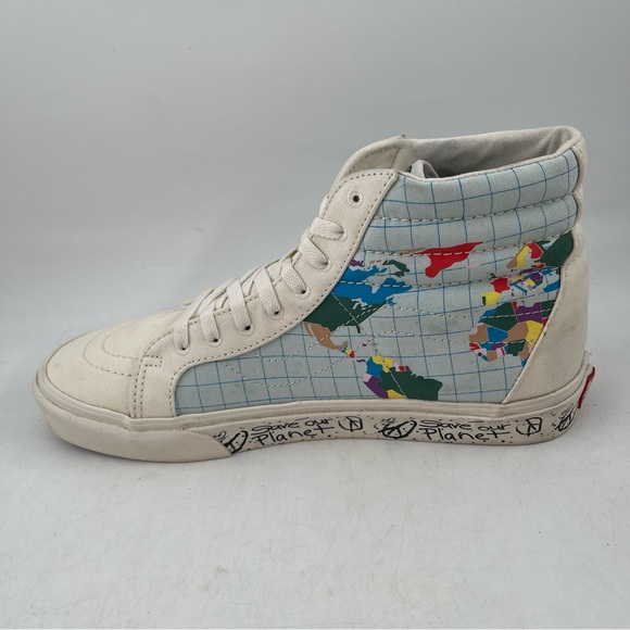 👞Vans Men’s Save Our Planet SK8 Reissue-SZ 9-Off-White Canvas Hi Top Sneaker - Picture 8 of 14